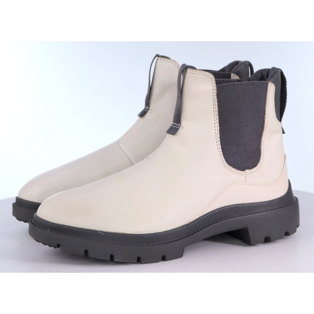 Olukai Hehi $140 Women's Waterproof Chelsea Boots Sz 8.5 Leather White Sand EUC